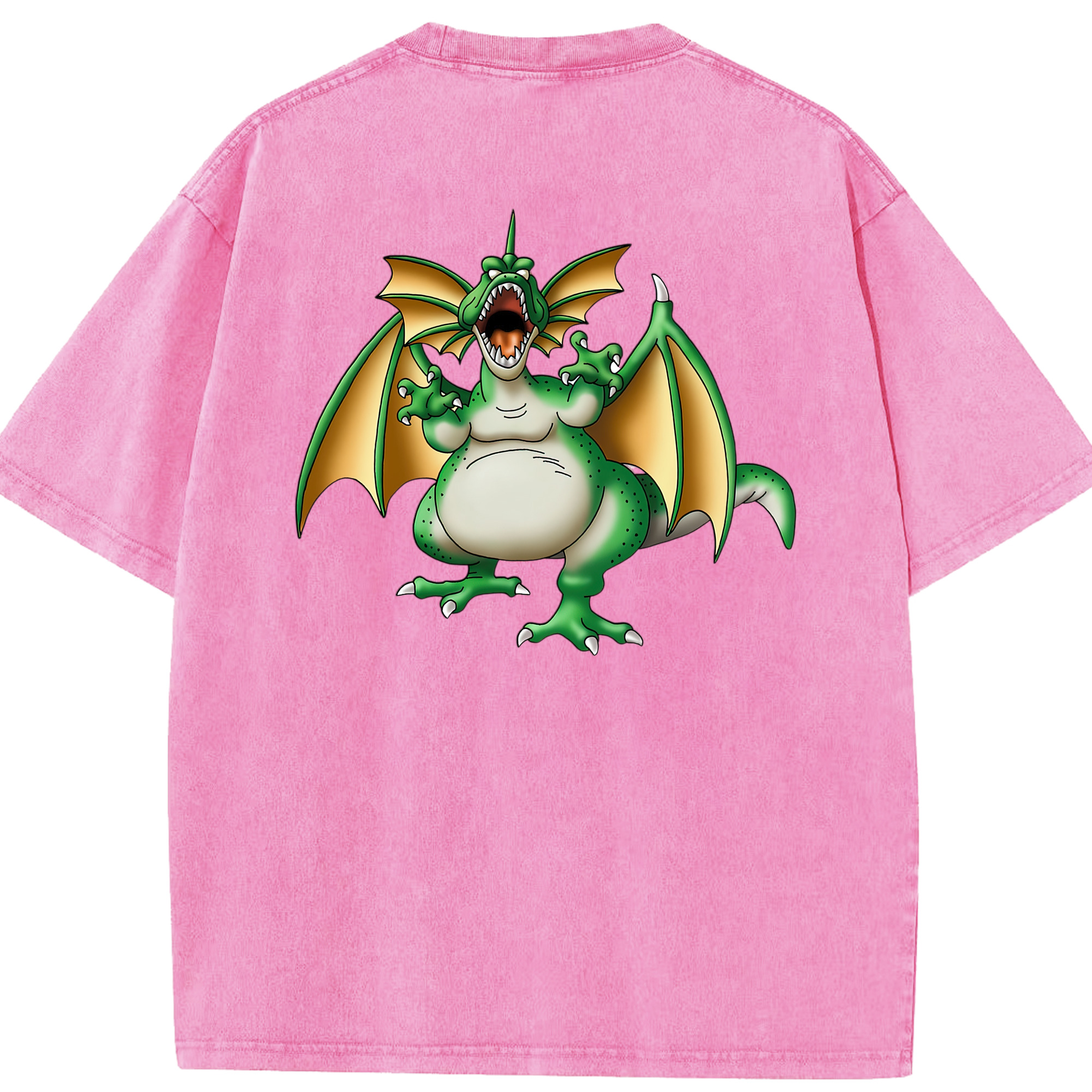 （画像用） ドラゴンクエスト Doragon Kuesuto Dragon Quest 綿100% ヴィンテージ風 半袖Tシャツ（背面プリント）